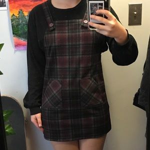 black and purple plaid jumper dress